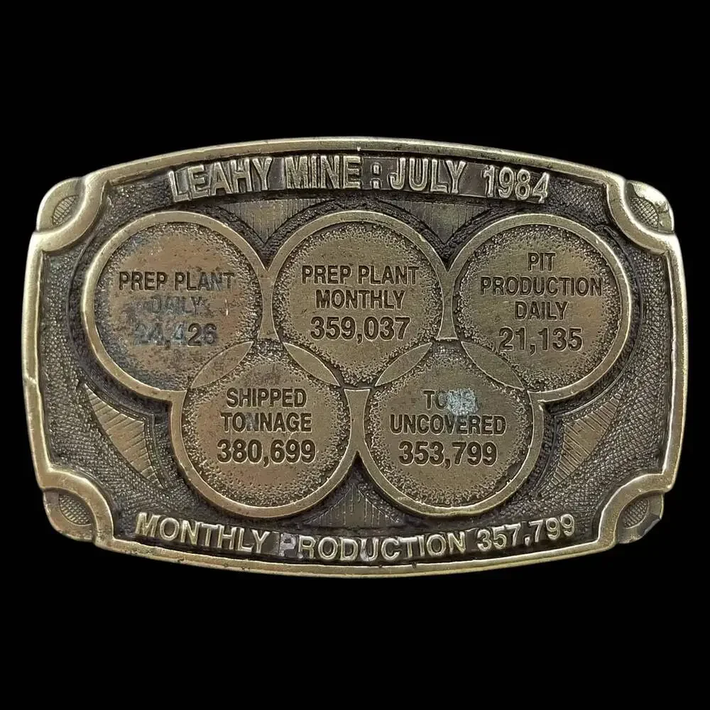 Vintage Leahy Mine Belt Buckle – July 1984 Amax‎ Coal Company Solid Brass USA